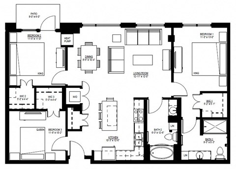 1500 Nicollet_3 Bedroom Floor Plan  at 1500 Nicollet, Minneapolis, Minnesota